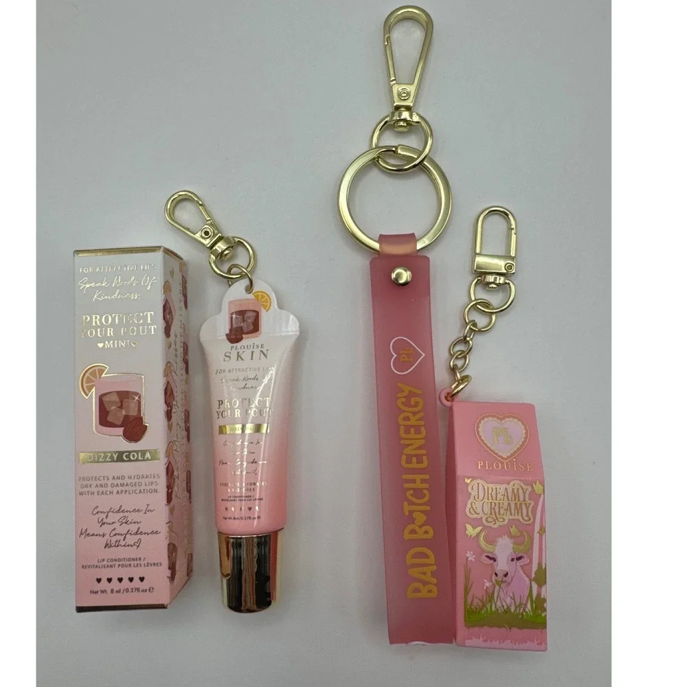 PLouise Protect Your Pout Mini Lip Conditioner Dizzy Cola Keychain Set Pink‎ New